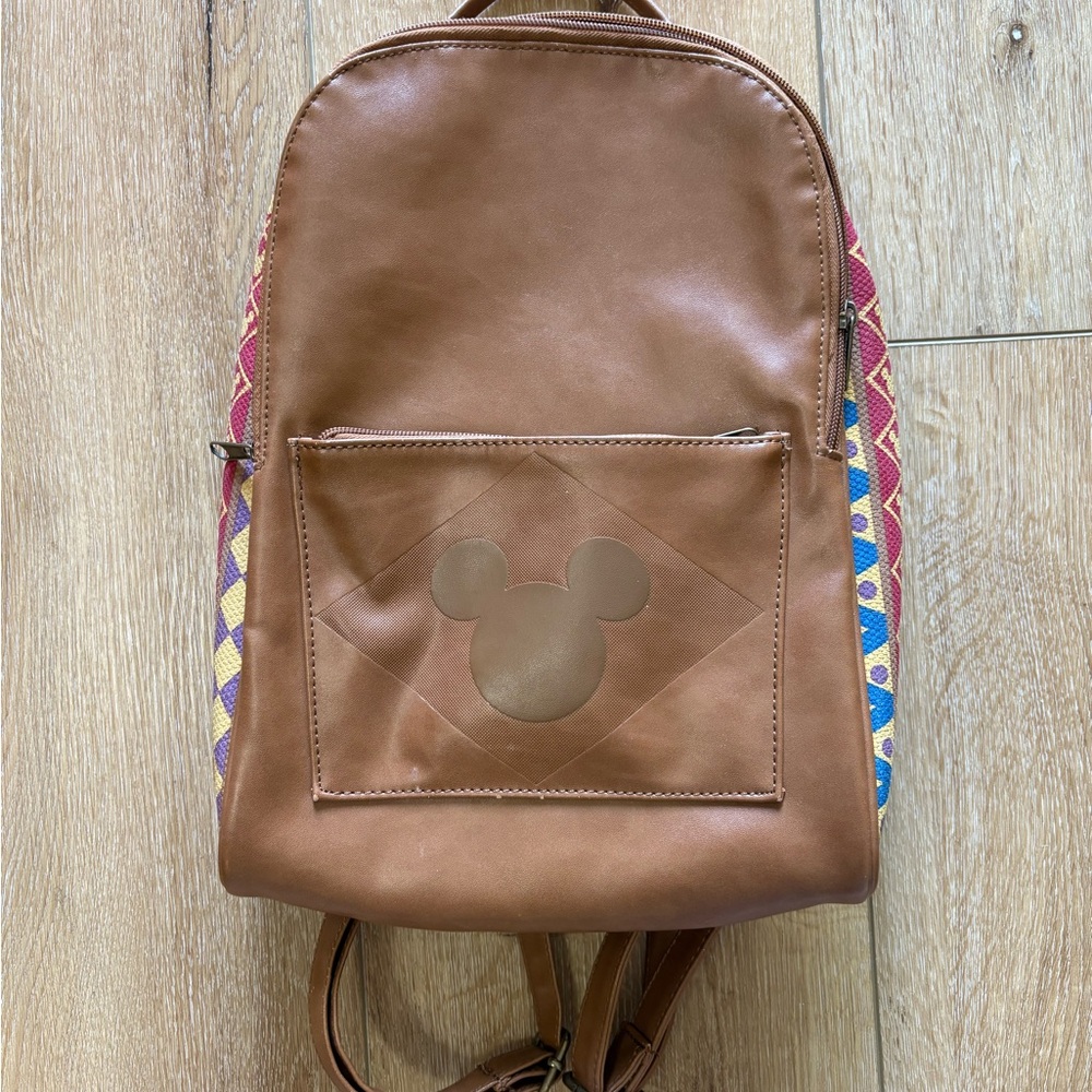 Brown Mickey Silhouette Faux Leather Backpack